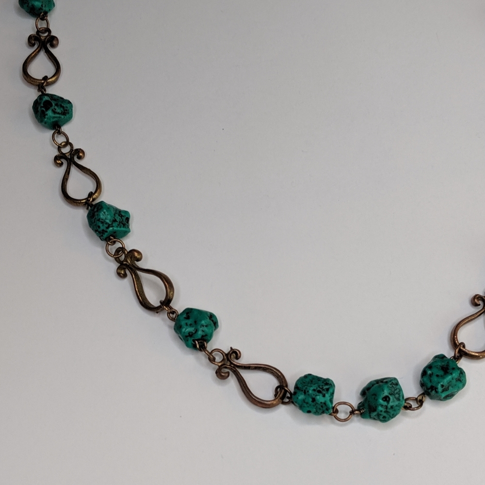 Costume Jade /Bronze Adjustable Statement Necklace - Picture 8 of 10